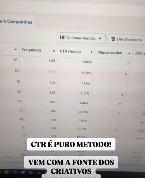 Reel da MV com métricas de campanha